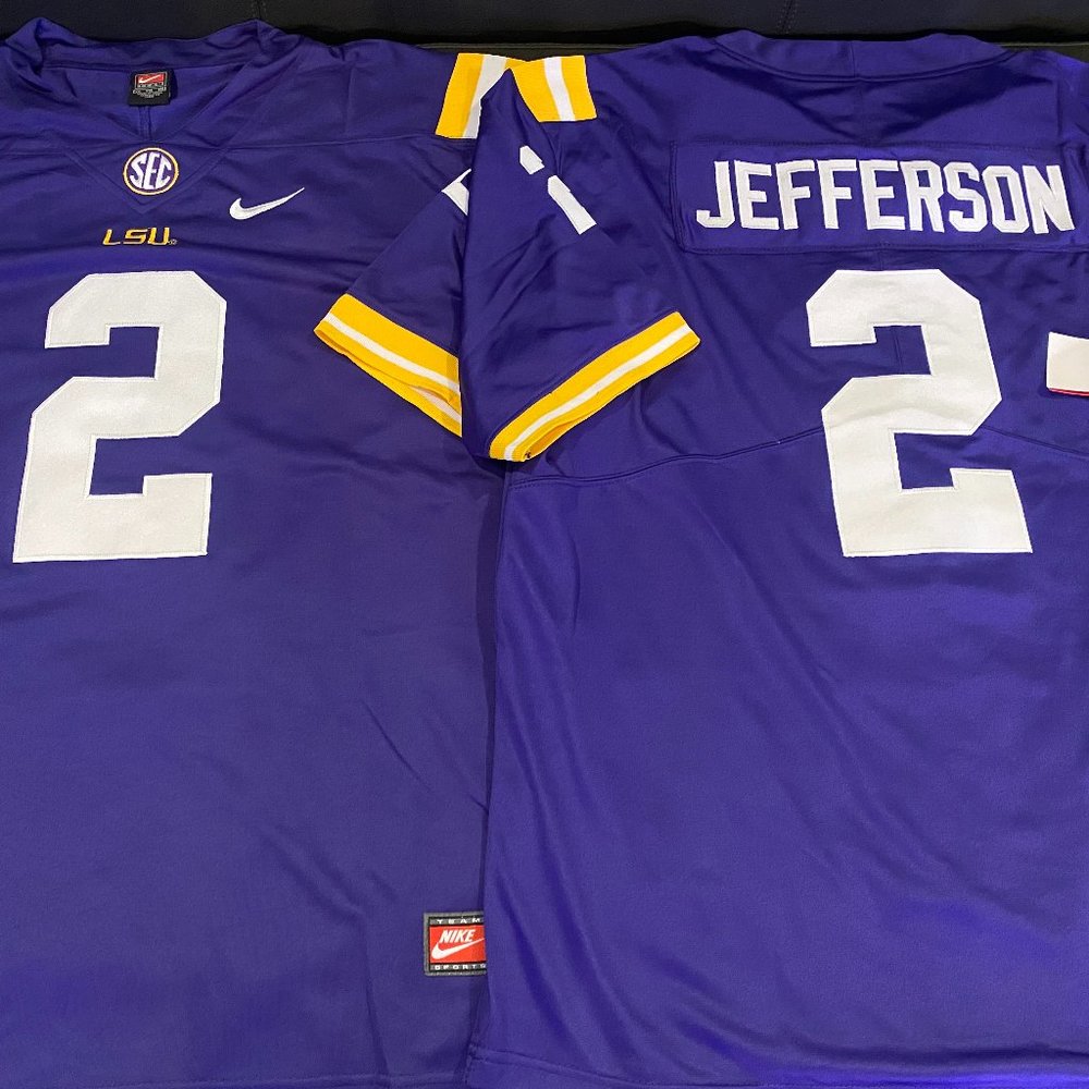 Nike LSU TIGERS JUSTIN JEFFERSON Men's JERSEY Sz M,L,XL,2XL NWT Sewn VIKINGS